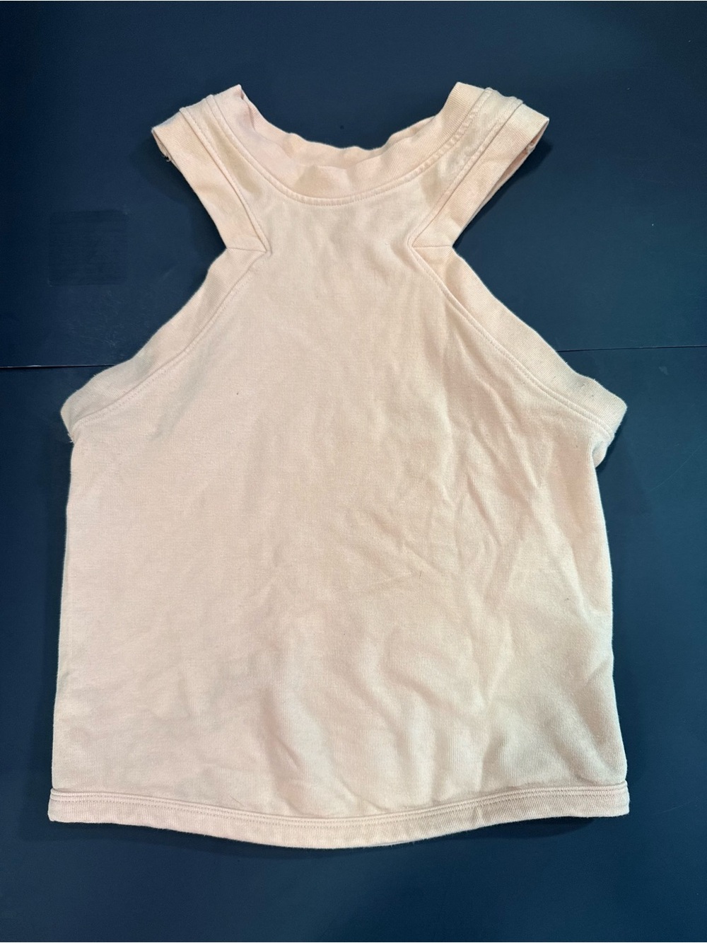 High-Neck Ribbed Tank Top in Light Blush